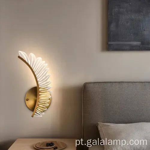 Lâmpada elegante de parede de penas acrílicas